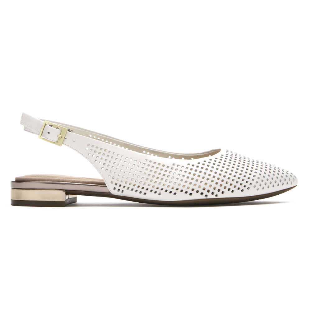 Sapatos Frouxos Rockport Mulher Branco - Total Motion Adelyn Slingback - 75104QYTA